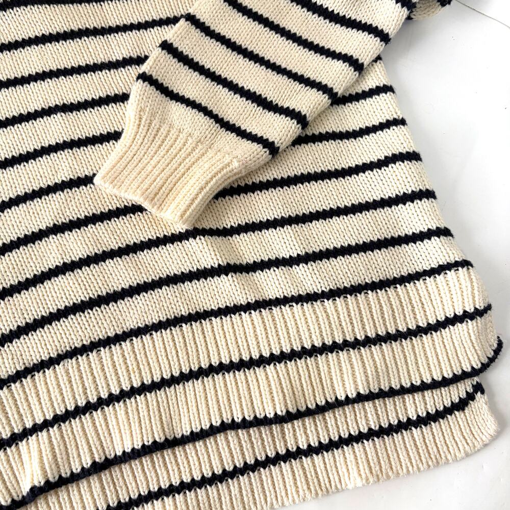 Alex Mill Jacques Cotton Stripe Polo Sweater Cream Black 100% Cotton Size M - Picture 7 of 13